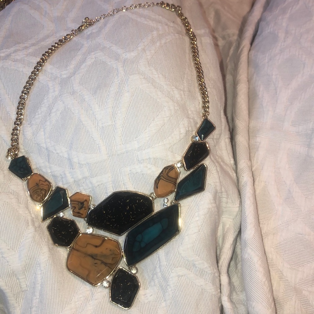 gold multi-stoned necklace (NEGOTIABLE)